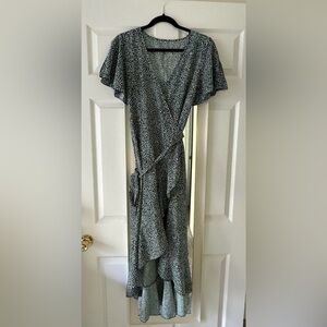 Elegant Black and White Wrap Dress